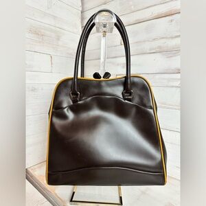 Prada VINTAGE Vitello Leather Black and Yellow Women's Handbag - Fall 2000